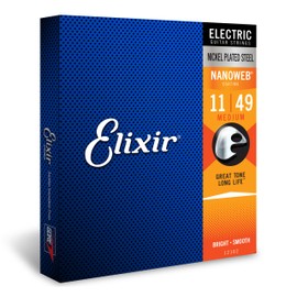 Elixir Strings, Electric Guitar Strings, Nickel Plated Steel with NANOWEB Coating, Longest-Lasting Bright Tone with Comfortable Feel, 6 String Set, Medium 11-49