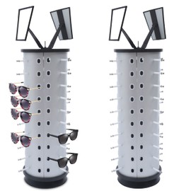 Rotating Eyewear Display Rack Sunglass Display Stand Sunglasses Holder Glasses Holder Stand With Mirror, Store Retail Display 40 Pairs Frames Countertop Sunglasses Rack Sunglasses Display Stand