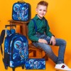 UFNDC 3PCS Rolling Backpack for Boys, Kids Dinosaur Wheeled Bookbag，Travel