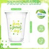 36 Pieces 12 oz Green Shamrock Disposable Plastic Cups St.