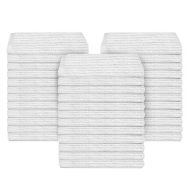 Tens Towels 36 Pack Ribbed Weave Barmop Towels, 100% Cotton, 16x19 inches, Highly Absorbent, Kitchen Towels, Lighter Weight, Cleaning Towels, Perfect for Home, Restaurant and Bar(White)