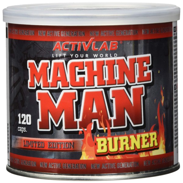 Activlab Machine Man Burner 120 Kapseln - Fatburner ohne Jo-Jo-Effekt - Mit B-Vitaminen, Koffein und L-Carnitin - thermogen und antikatabol - Unterstützt Stoffwechsel und reduziert den Appetit, FOS
