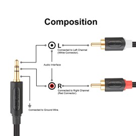 J&D RCA Cable,RCA to 3.5mm Cable Gold Plated Audiowave Series 3.5mm Male to 2 RCA Male Stereo Audio Adapter Y Splitter RCA Cable for Smartphones, Tablets, Speakers, 3 Feet