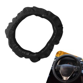 DACIRTY Steering Wheel Cover, Soft Microfiber Leather Double Circle No Inner Circle Elastic Band Handle Cover, Four Seasons Universal Accessory, Universal Applicable to Most Cars (Black)