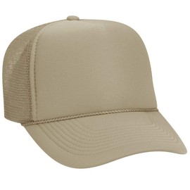 OTTO Polyester Foam Front 5 Panel Pro Style Mesh Back Trucker Hat - Khaki