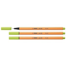 STABILO Pack of 3 Felt-Tip Pens with Stitch 88, Lime Greenaa