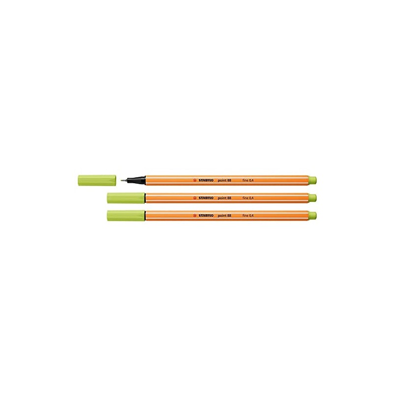 STABILO Pack of 3 Felt-Tip Pens with Stitch 88, Lime