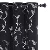 BUHUA Black Blackout Window Curtains Thermal Insulated Silver Vine Print