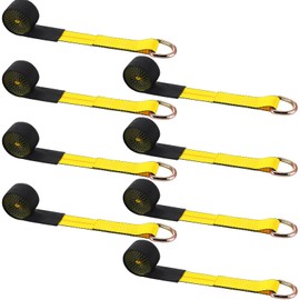 Wowangce 8Pack 2" X 10 ft Tow Truck Straps Lasso Wheel Lift Straps Lasso Tow Strap with D Ring 11, 000 Lbs Break Strength Auto Tie Down Auto Hauler for Trailer Truck Tie(Yellow)