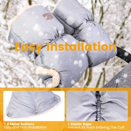 Orzbow Pram Hand Warmer, Waterproof Artificial Lambskin Hand Muff for Prams, Windproof Gloves, Pram, Breathable Accessories for Prams, Winter Gift for New Parents (Light Grey)