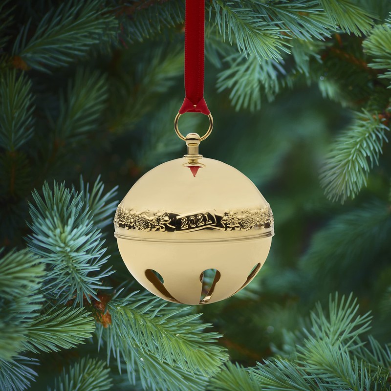 Wallace 32nd Edition 2021 Gold Plated Sleigh Bell Ornament, Gold,Christmas