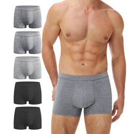 Battewa Cotton Incontinence Underwear for Men Front Absorbent Protective Boxer Brief Leak Proof Panties for Bladder Leakage 50ml (3 Color, 5Pack, XX-Large)