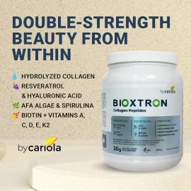 Bioxtron Collagen Peptides Powder – 20g Protein + AFA Algae, Resveratrol & Hyaluronic Acid – Skin, Hair, Joint Support – 30 Servings
