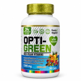 Opti-Green Men | Vitaminas para hombre con Shilajit, Arginina, Citrulina, Adaptógenos, Prebióticos y Minerales | Multivitaminico Hombre, Formula Vegan