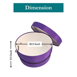 Sarah's Hat Boxes Classic Dark Purple Hat Box – 18.5" x 9.5" (Dia. x Ht.) Handmade in USA – Odorless Non-Toxic Adhesive, Cording Handle – Premium Storage for Hats & Accessories