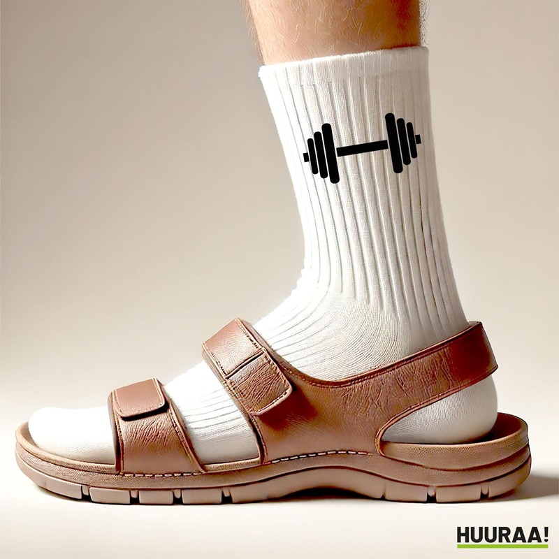 Huuraa Unisex Socks Dumbbell Silhouette Gift Size 37/46 Dumbbell Gift
