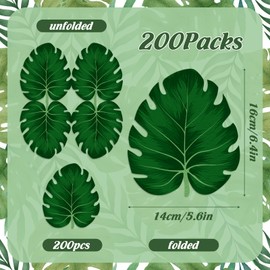 200 Pcs Tropical Palm Leaf Napkins Disposable Hawaiian Luau Aloha Paper Napkin Decorative Green Leaf Napkins for Bathroom Wedding Holiday Tropical Theme Birthday Party Baby Shower Favors Supplies