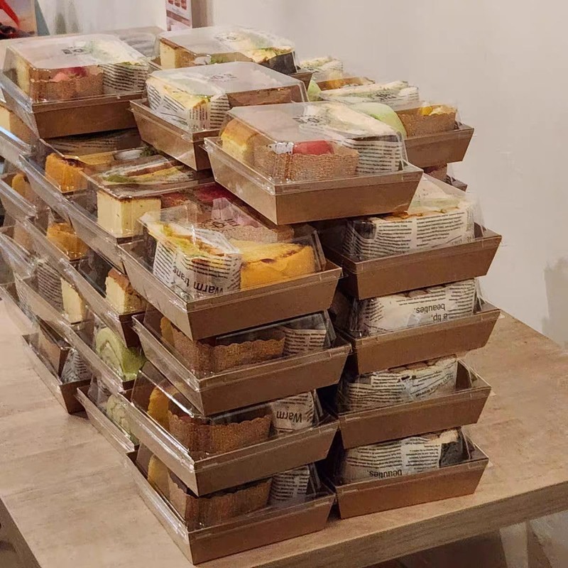 TEMLQPACK 50Pack 4x4x2.5 Inches Brown Charcuterie Boxes with Clear Lids: