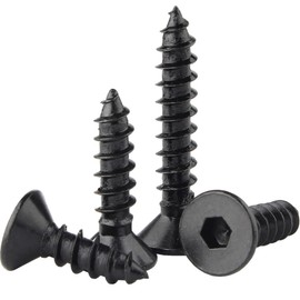 MACHSWON 50 PCS Hex Head Screw Bolts M5*25mm Carbon Steel Hex Tap Bolts Countersunk Socket Thread Hexagon Self Tapping Screws Black