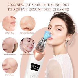 2025 Blackhead Remover Pore Vacuum,Facial Pore Cleaner-5 Suction Power,5 Probes,USB Rechargeable Blackhead Vacuum Kit Electric Acne Extractor Tool for Adult (White)