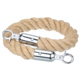 sourcing map Jute Stanchion Rope 2ft x 1.3 Inch Safety Queue Braided Jute Ropes with Snap Hooks, Crowd Control Line Barrier for Movie Theaters Grand Openings Hotel Celebration