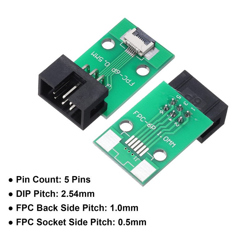 QUARKZMAN 2pcs FFC FPC Connector Board 5 Pin 0.5mm Female