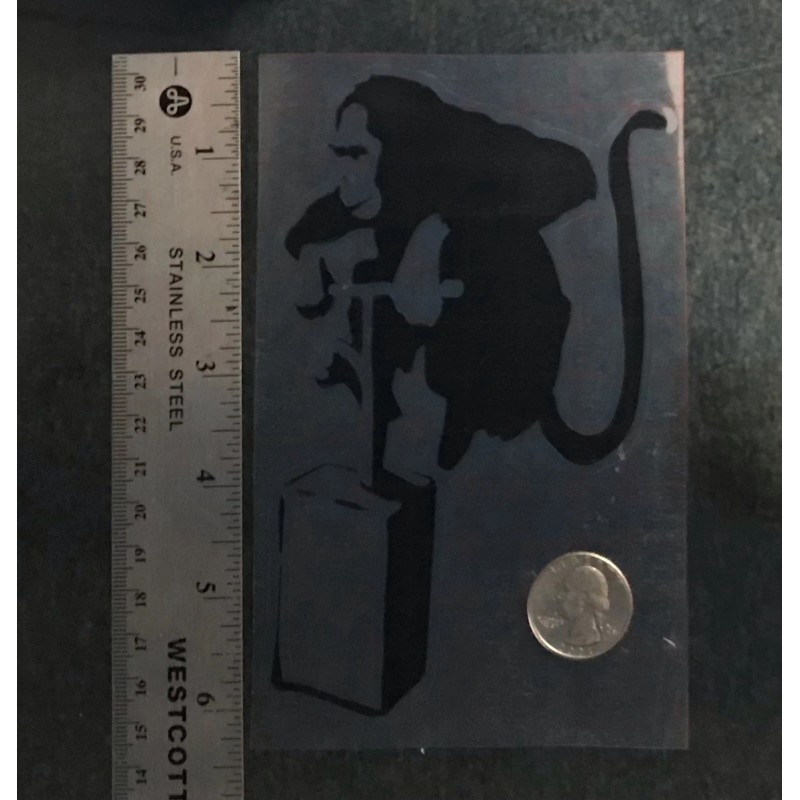 Unbranded Banksy Monkey Detonator BLACK vinyl decal weatherproof 6 x