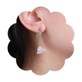 Dervivea Boho Lily Of Valley Flower Drop Earrings White Floral Earrings Acrylic Flower Dangle Earrings Bell Orchid Flower Earrings Flower Petal Earrings Jewelry for Women
