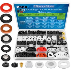 ZDBB 258 Pcs 2-in-1 Spigot Washer & Hose Gasket Kit for Assorted Outdoor Faucet Garden Hose Valve Stem Worn Out Plumber Outside Faucet Bib Shower Gasket Repair Set