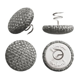 Primpins Short Upholstery Pins - Performance Poly - 4 Colors Available - Fabric Covered Button Twist Pins - Keeps Furniture Covers in Place (Set of 12, Gray)