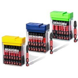 Geinxurn Pozidriv Impact Resistant Screwdriver Bits Set, 45 Pieces, 50 mm Magnetic (PZ1/PZ2/PZ3) S2 Steel Multi Driver Bits with Storage Colourful Box