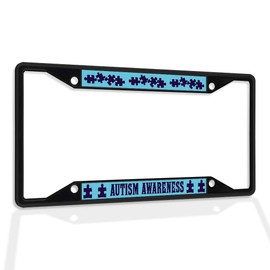 Fastasticdeals Metal Insert License Plate Frame Autism Awareness D Weatherproof Car Accessories Black 4 Holes Solid Insert