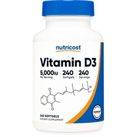 Nutricost Vitamin D3 5,000 IU (125mcg), 240 Softgels - Non-GMO and Gluten Free Vitamin D