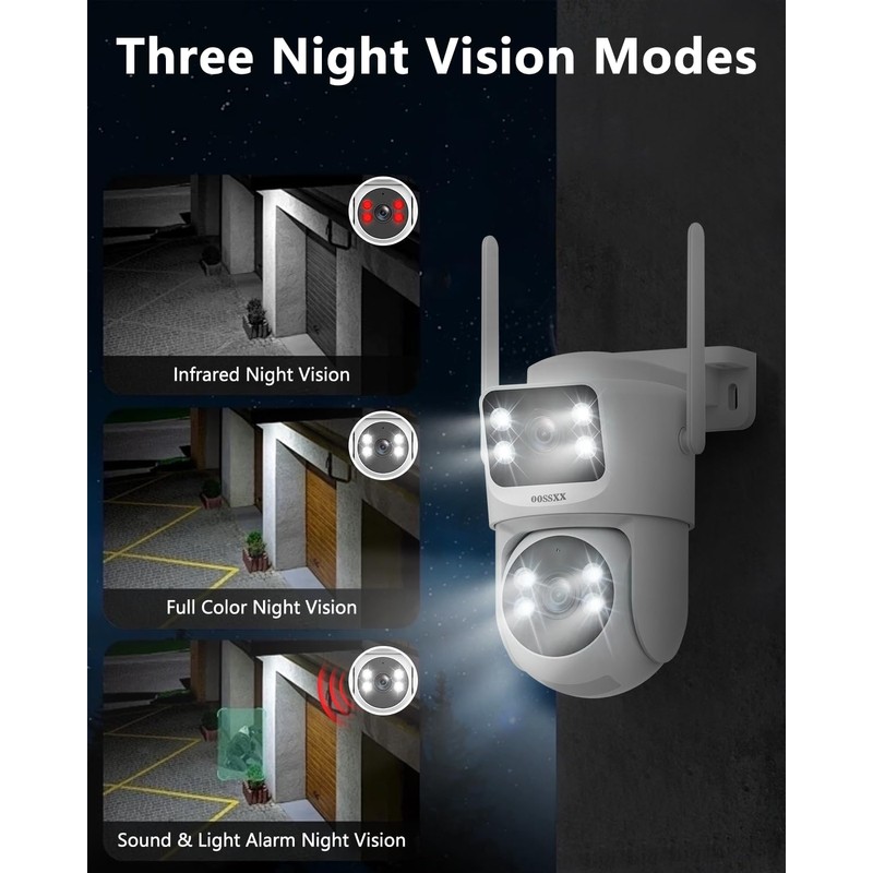 OOSSXX (2-Way Audio & Auto Tracking) Dual Lens PTZ Outdoor