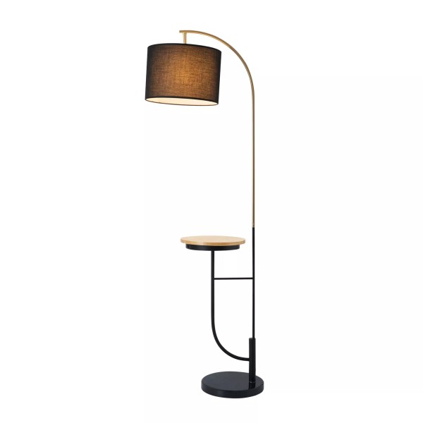Teamson Home Floor Lamp USB Port & Wooden Table Black