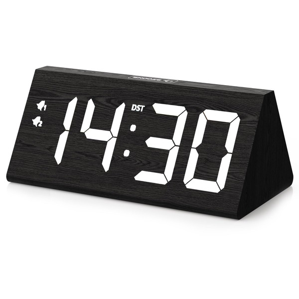 fomobest Wooden Digital Alarm Clock with Dual USB Charging Ports,