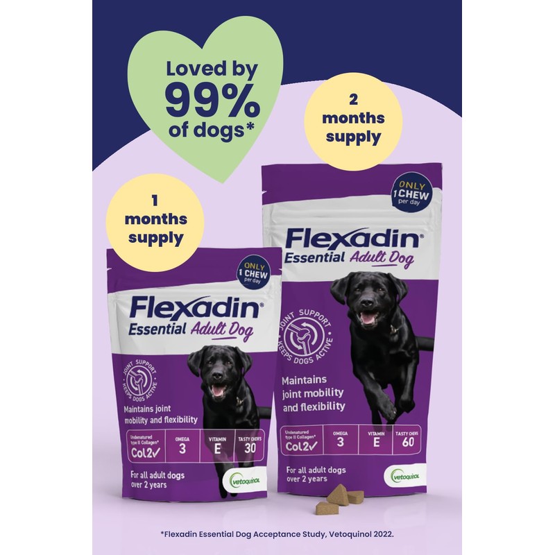 Flexadin Essential Joint Care Supplement for Adult Dogs containing Undenatured