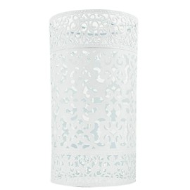 Easy Fit Wire cage Frame Open Style Pendant Light Shade Metal Cage Drum Lampshade Ceiling Pendant Lamp with Free Reducer Plate (White Pattern 3)