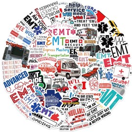 Emergency Medical Technician Stickers |50Pcs EMT Paramedic Waterproof Vinyl Decals for Water Bottles Laptop Car Bicycle Motorcycle Refrigerator Luggage Cup Computer Mobile Phone Locker Skateboard