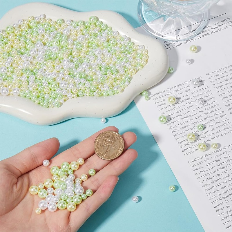 SUNNYCLUE 1 Box 1500 Pieces Beads Without Hole Green Bubble