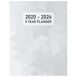 FIVE YEAR PLANNER: 2020-2024 Weekly Monthly Calendar I Geometric Grayscale Binding I 5 Years Appointments, Family Events, Log Book Business I Agenda & Schedule I Motivational Journal I Christmas Gift