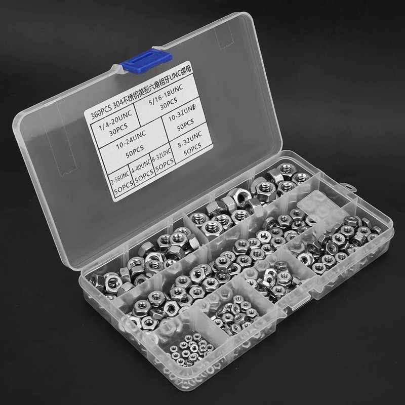 Nikou Hex Nuts, 360 Pieces Stainless Steel Nuts with High