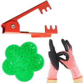 TIHOOD TIHOOD 3PCS Professional Rose Leaf Thorn Stripper Kit Stripping Tool Thorn Remover for Roses & Garden Glove (2 kinds of rose leaf thorn strippers+1 pair glove)