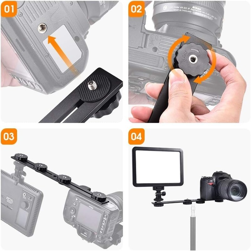 UTEBIT Camera Shoe Bracket with Hot Shoe, 30cm Head Plate,