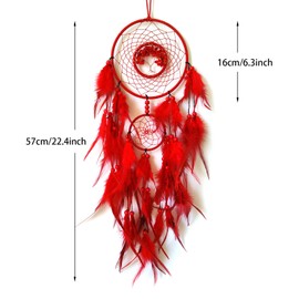 Donko Tree of Life Dream Catchers Red Feather Dream Catcher for Bedroom Decor Dream Catcher for Wall Hanging Decor Gifts