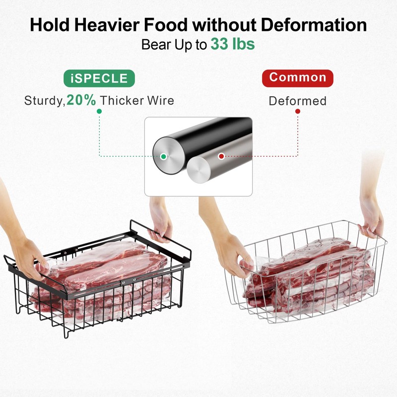 iSPECLE Deep Freezer Organizer Bins - 3 Pack Large Freezer