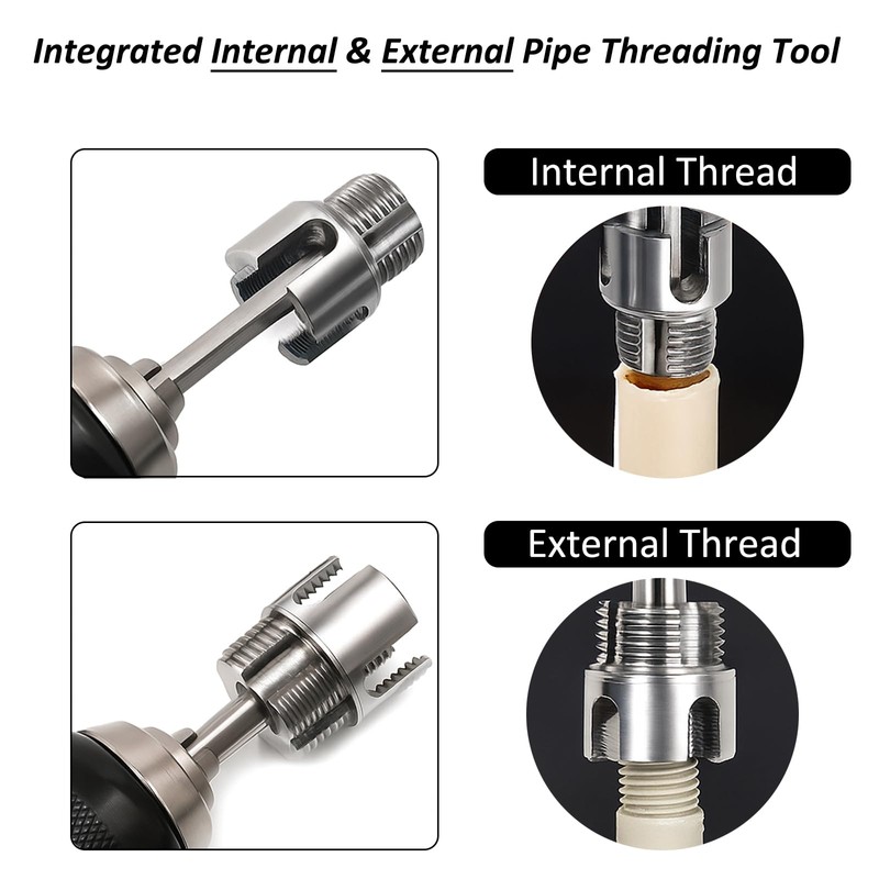 Saipe 2pcs Pipe Threading Tool with Extension, Integrated Internal &