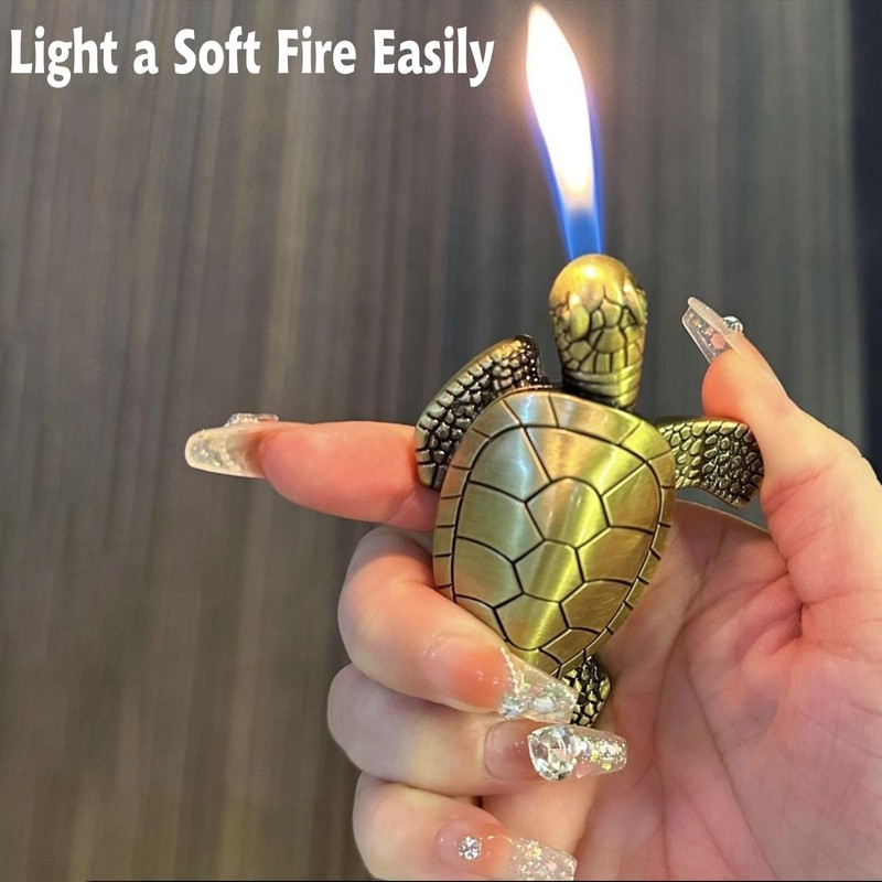 Torch Lighter - Turtle Shaped Refillable Gas Adjustable Flame Lighter,