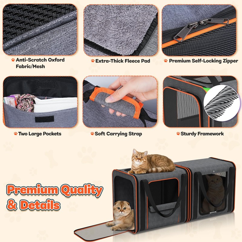 Cat Carrier Bag Large for Travel: 2-in-1 Cat Carrier Soft