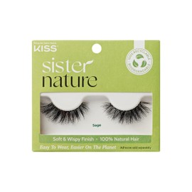 KISS Sister Nature False Eyelashes, 'Sage', 12 mm, Biodegradable & Recyclable, Easy to Apply, Reusable Strip Lashes, 100% Natural Hair, Soft & Wispy Finish, Includes 1 Pair Fake Eyelashes